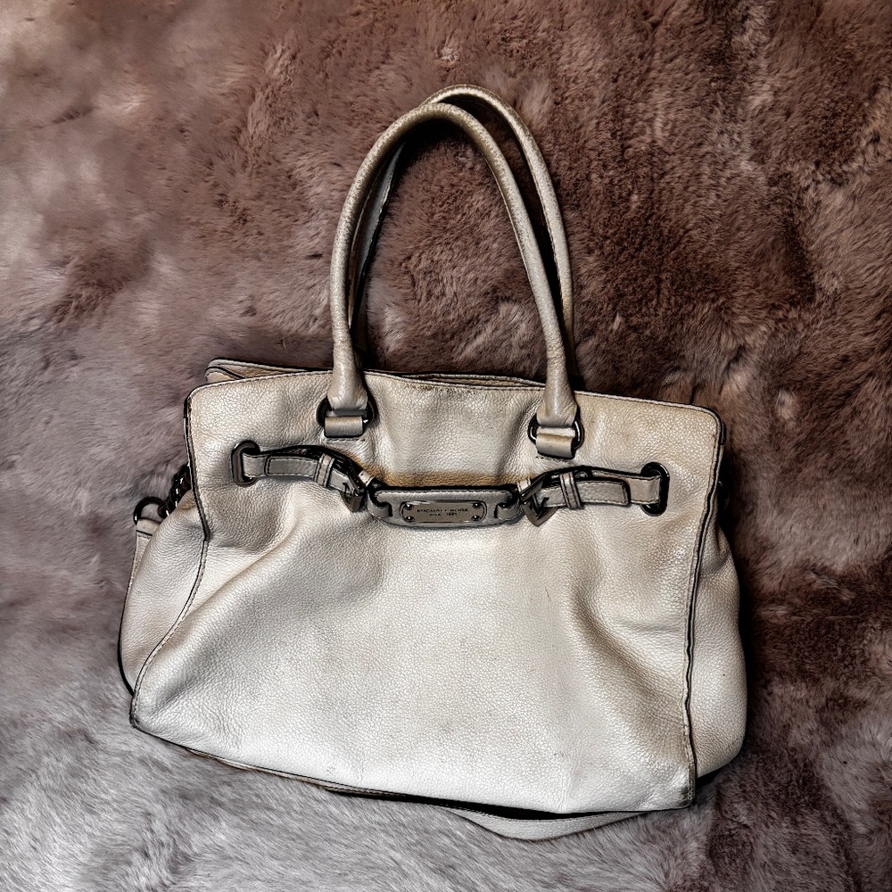 Michael Kors Leather Handbag White Crossbody And Top Straps